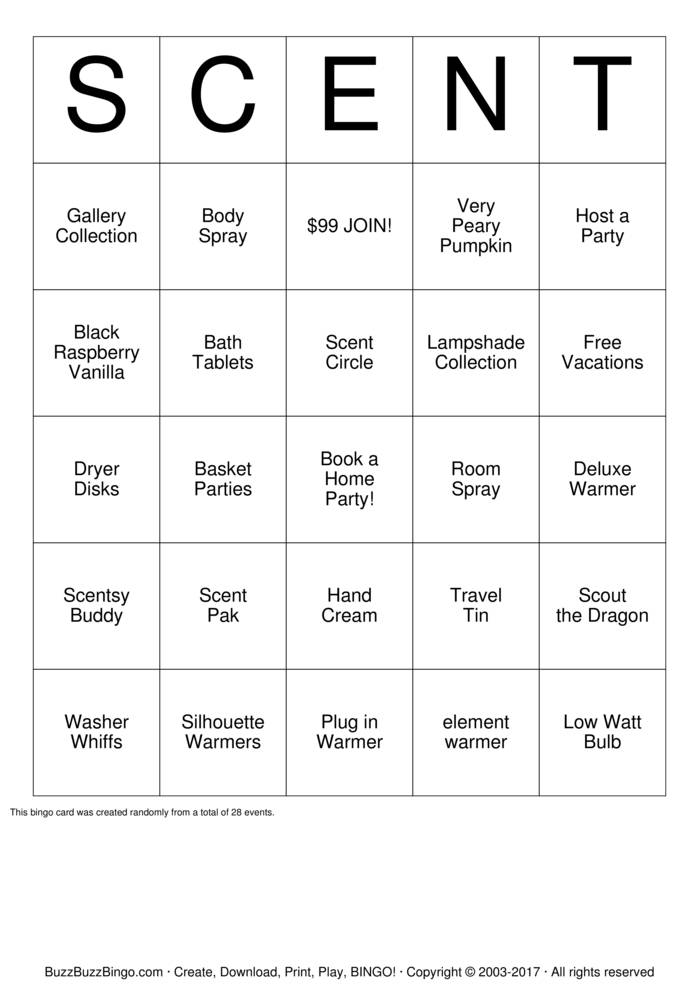 Scentsy Bingo Cards to Download, Print and Customize!