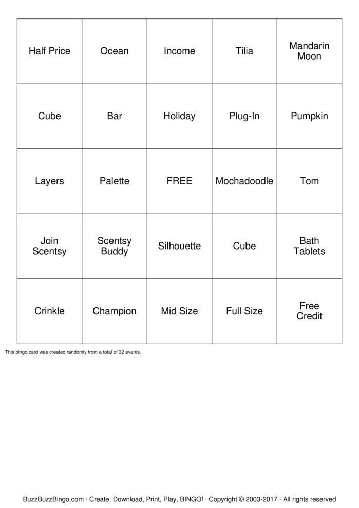 Scentsy Bingo Cards to Download, Print and Customize!