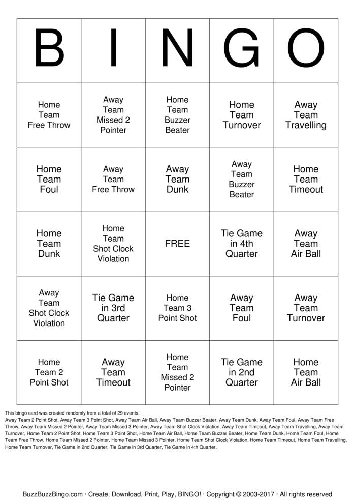 Basketball Bingo Cards to Download, Print and Customize!