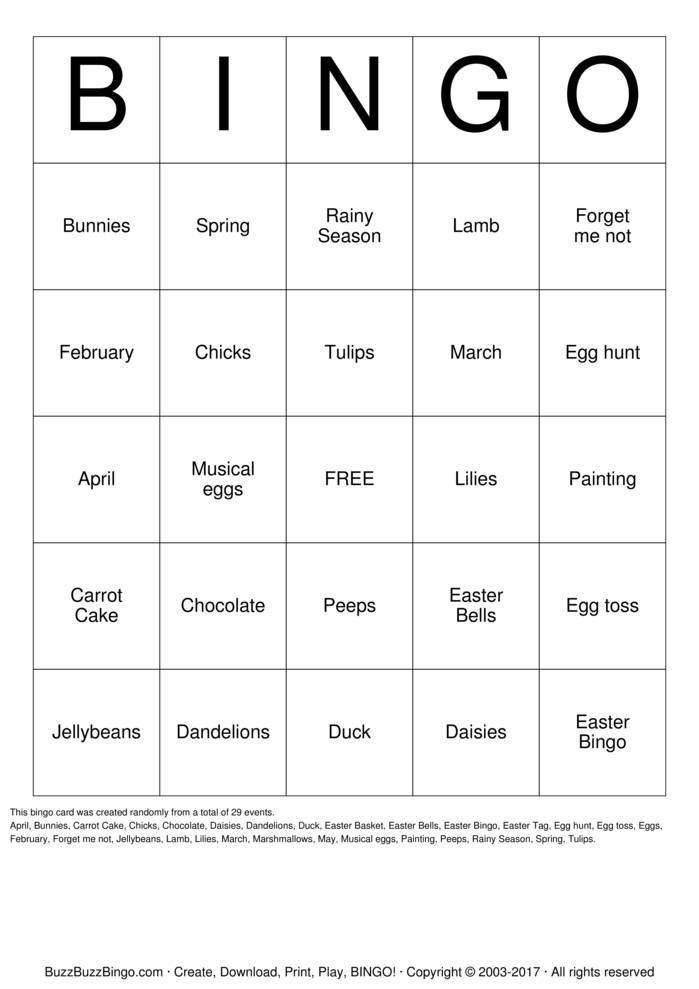 Easter Bingo Bingo Cards To Download Print And Customize Easter Bingo Bingo Cards To Download Print And Customize