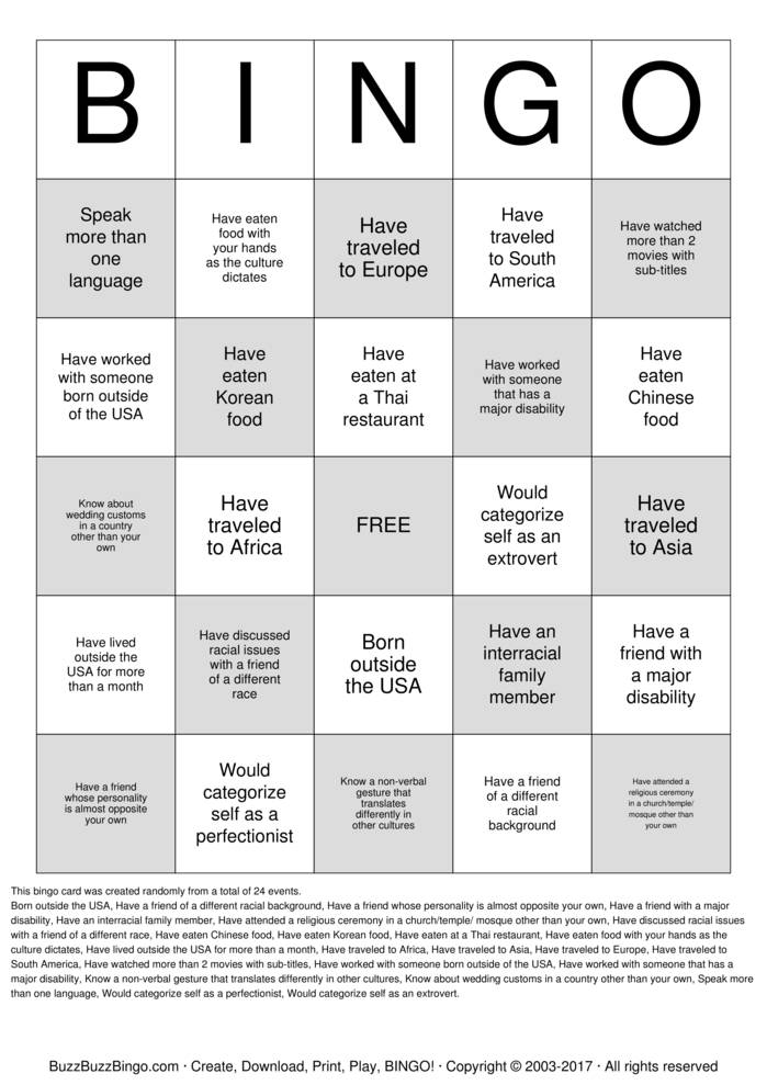 Diversity Bingo Cards to Download, Print and Customize!