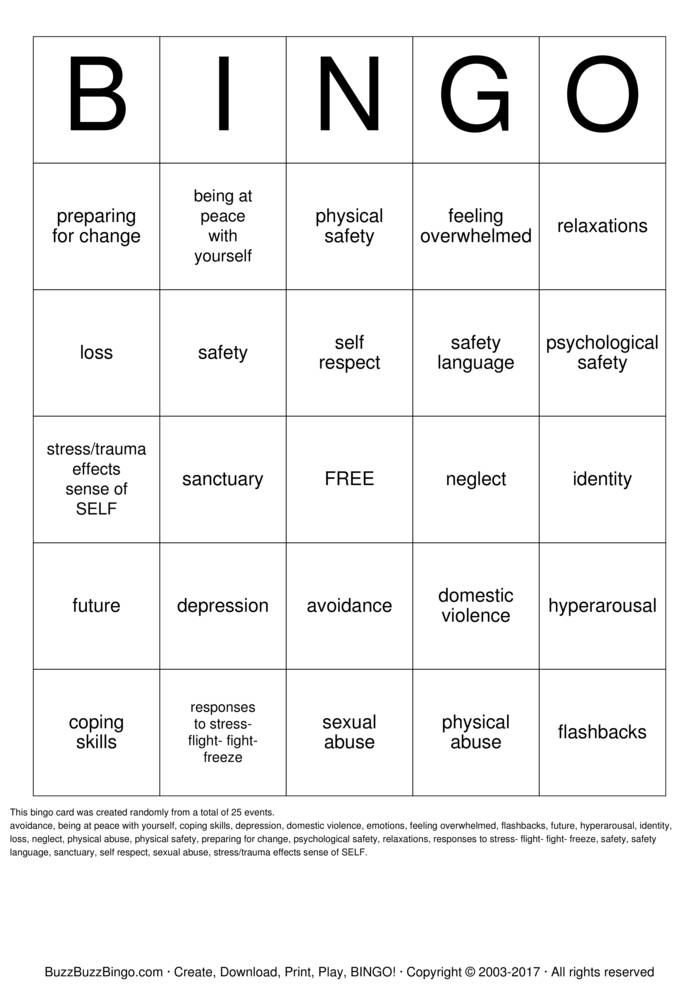 Free Printable Emotions Bingo Game