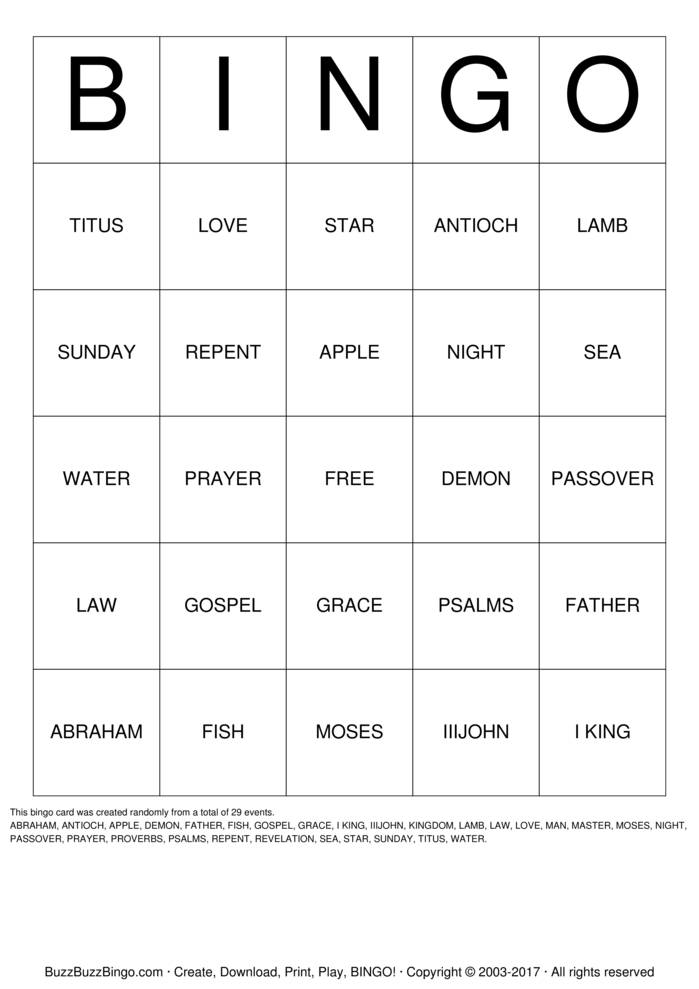 BIBLE Bingo Cards to Download, Print and Customize!