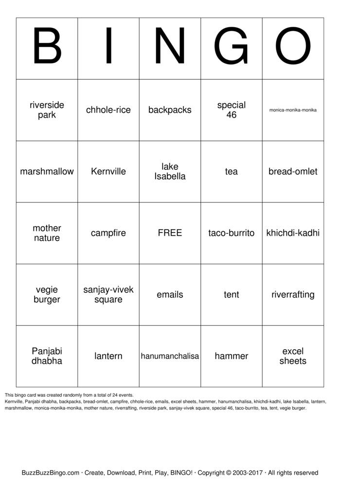 Camping Bingo Cards to Download, Print and Customize!