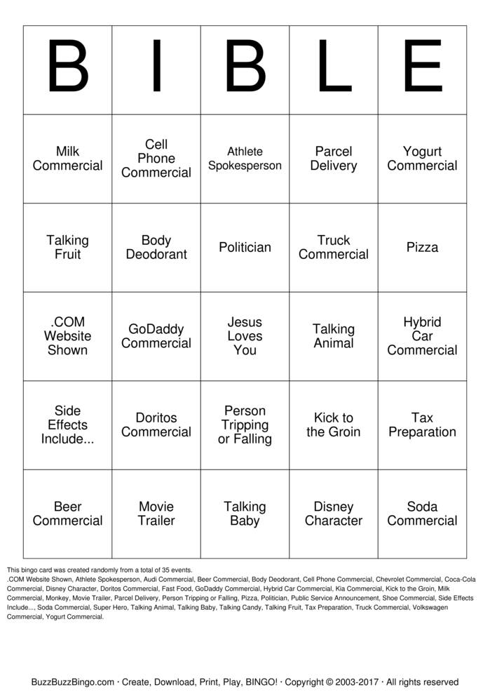 Free Printable Bible Bingo