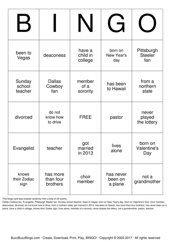 Human Scavenger Hunt Bingo Cards to Download, Print and Customize!