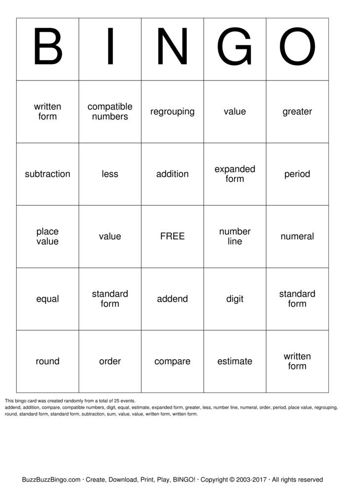 Place Value Bingo Cards to Download, Print and Customize!