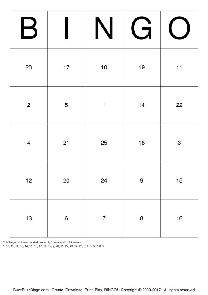 Numbers 1 20 Bingo Cards To Download Print And Customize
