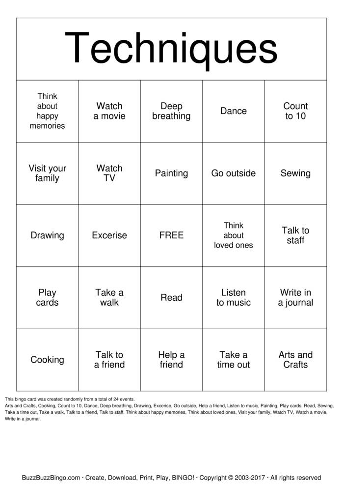 Anger Management Bingo Cards To Download Print And Customize 