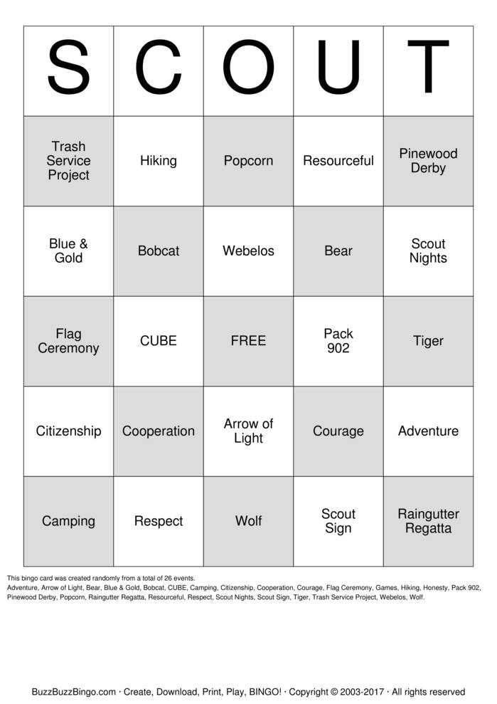 Cub Scouts Bingo Cards to Download, Print and Customize!
