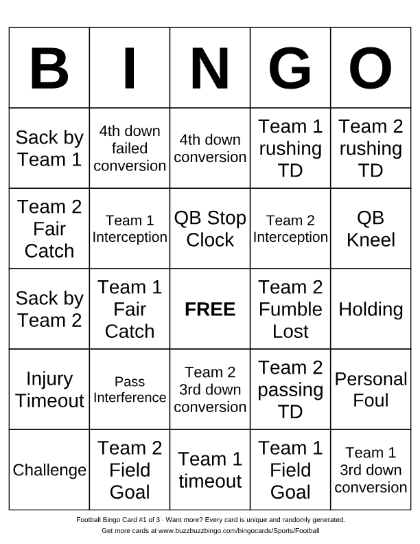 Football Bingo