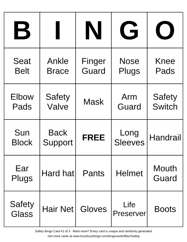 Safety Bingo
