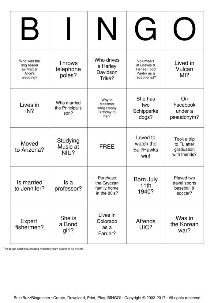 Download Free Gryczan & Ostrega Family Bingo Cards Download Free Gryczan & Ostrega Family Bingo Cards