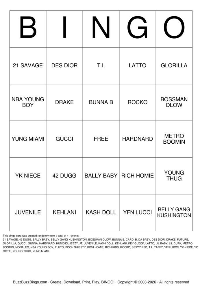 Download Free HITS Bingo Cards