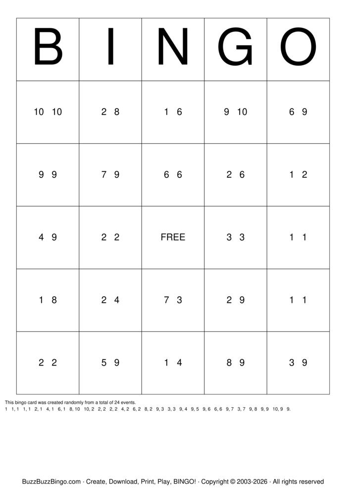 Download Free Math Addition Bingo Cards