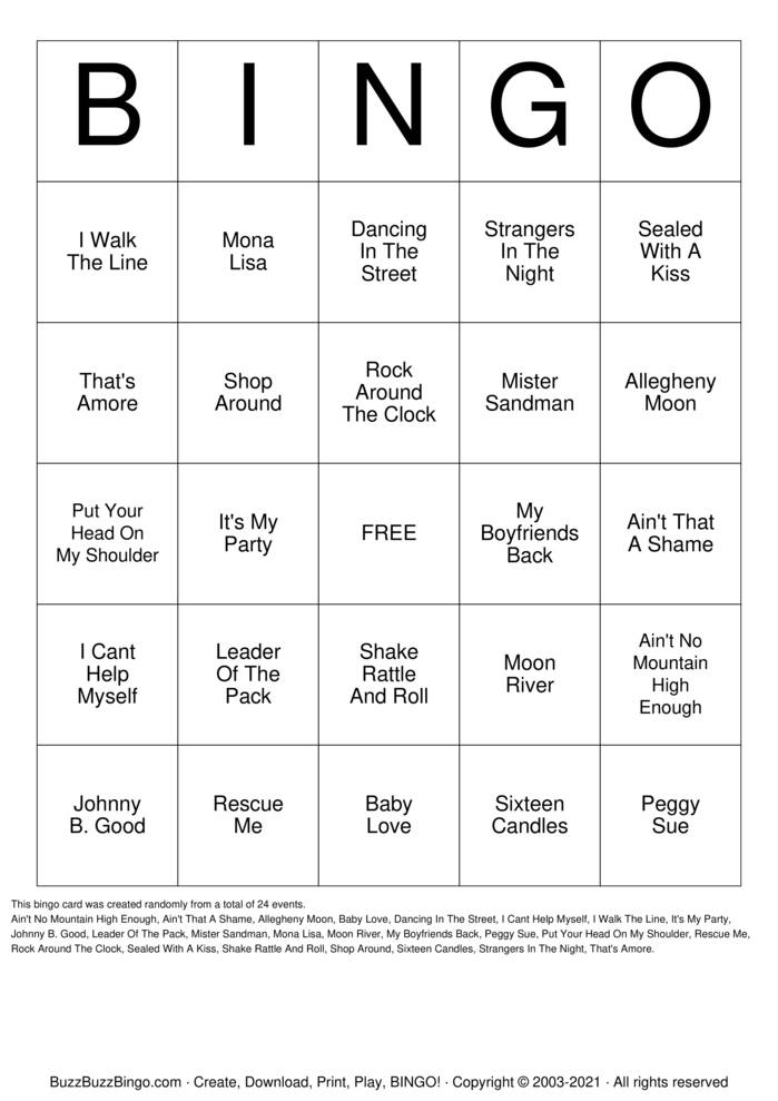 Musical Bingo Bingo Cards to Download, Print and Customize!