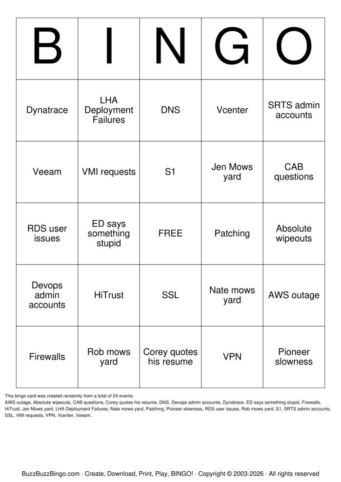 Download Free Sysops Bingo Bingo Cards