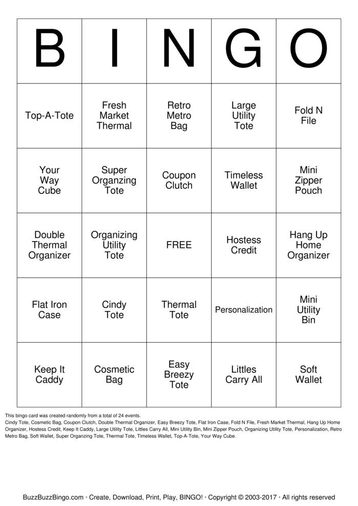 Download Free Thirty One Bingo Cards Download Free Thirty One Bingo Cards