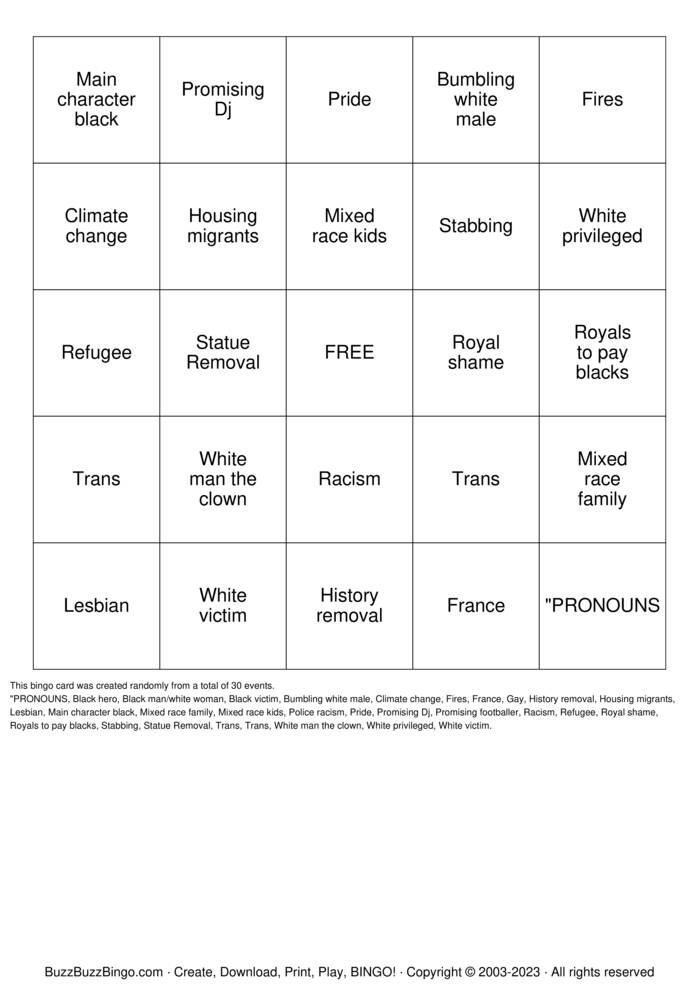 Download Free woke Bingo Cards