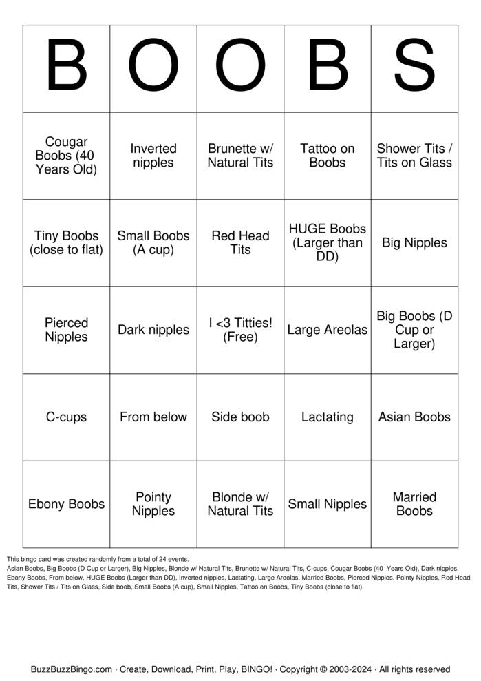 Download Free Boobie Bingo Bingo Cards Download Free Boobie Bingo Bingo Cards