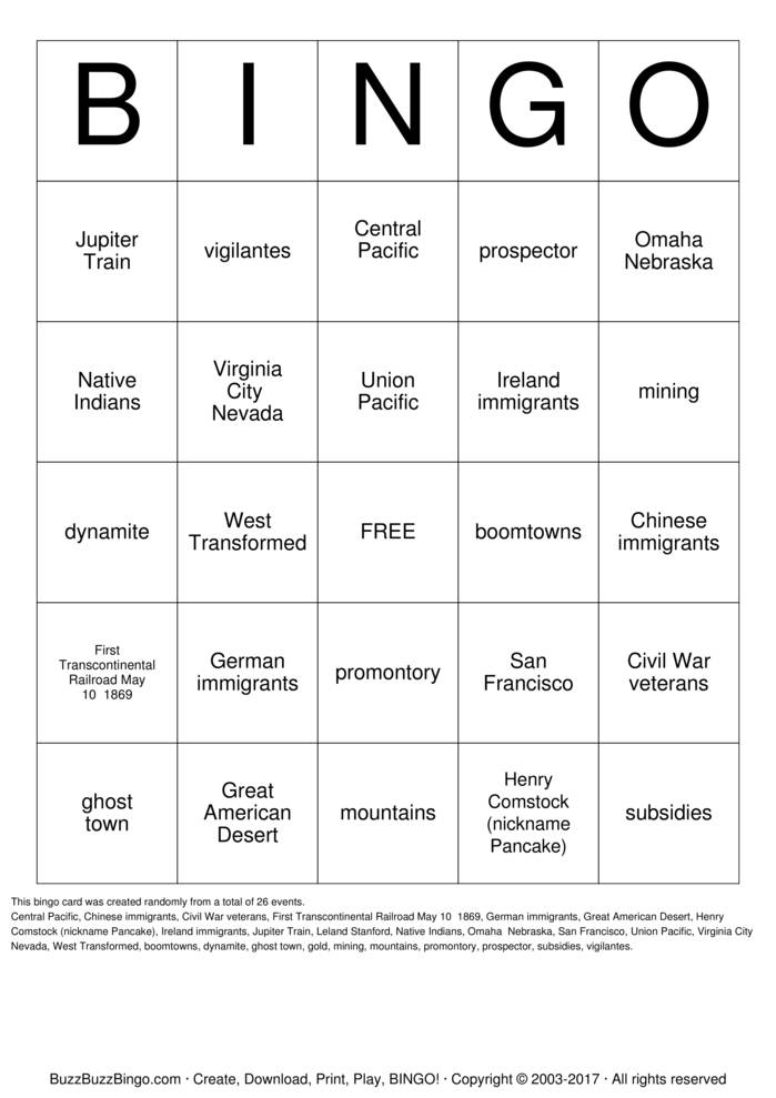 Download Free Custom Bingo Cards