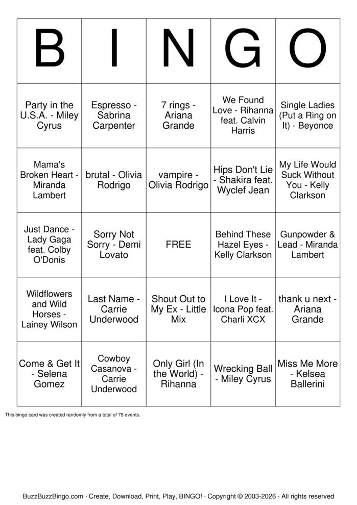 Download Free Girls Night Out Bingo Cards