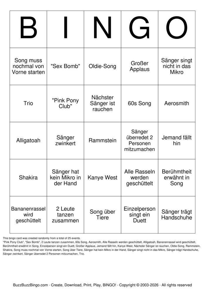 Download Free KARAOKE Bingo Cards Download Free KARAOKE Bingo Cards