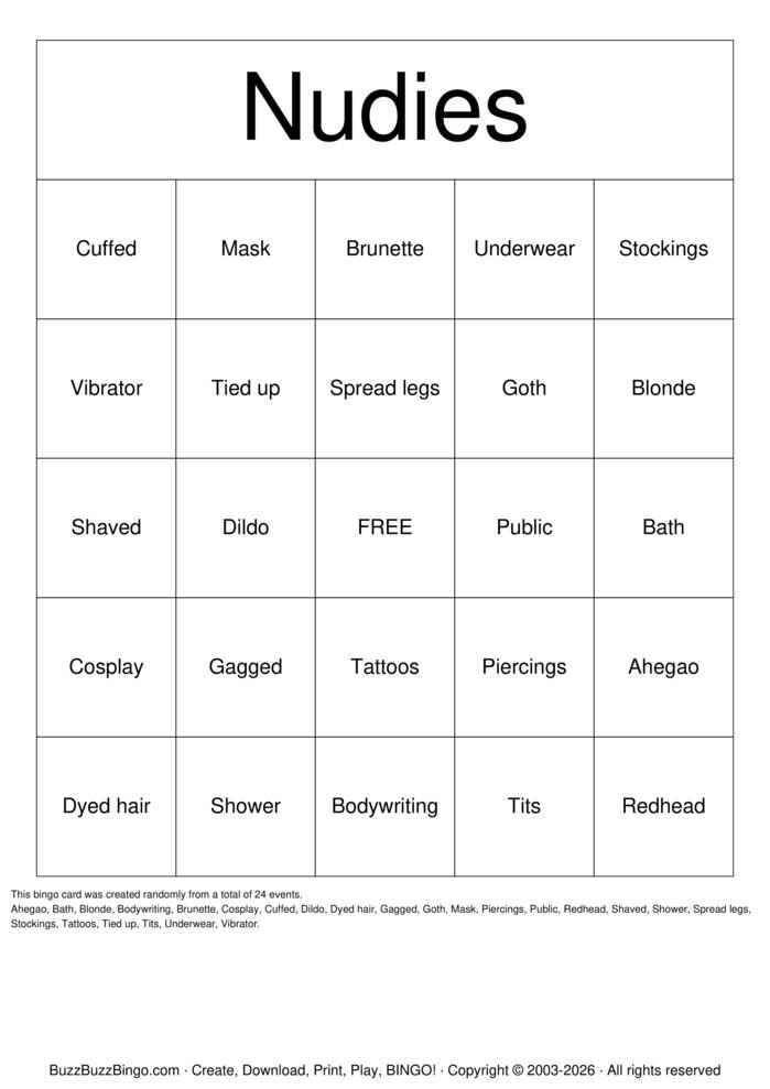 Download Free NSFW Bingo Cards