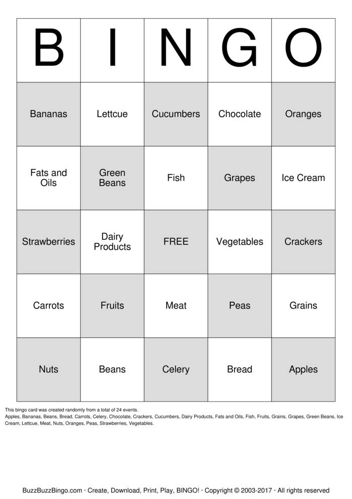 Nutrition Bingo Cards to Download, Print and Customize!