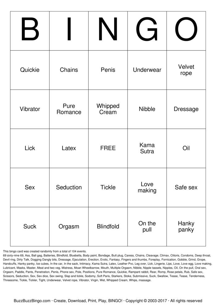 ORGASM Bingo Cards to Download, Print and Customize!