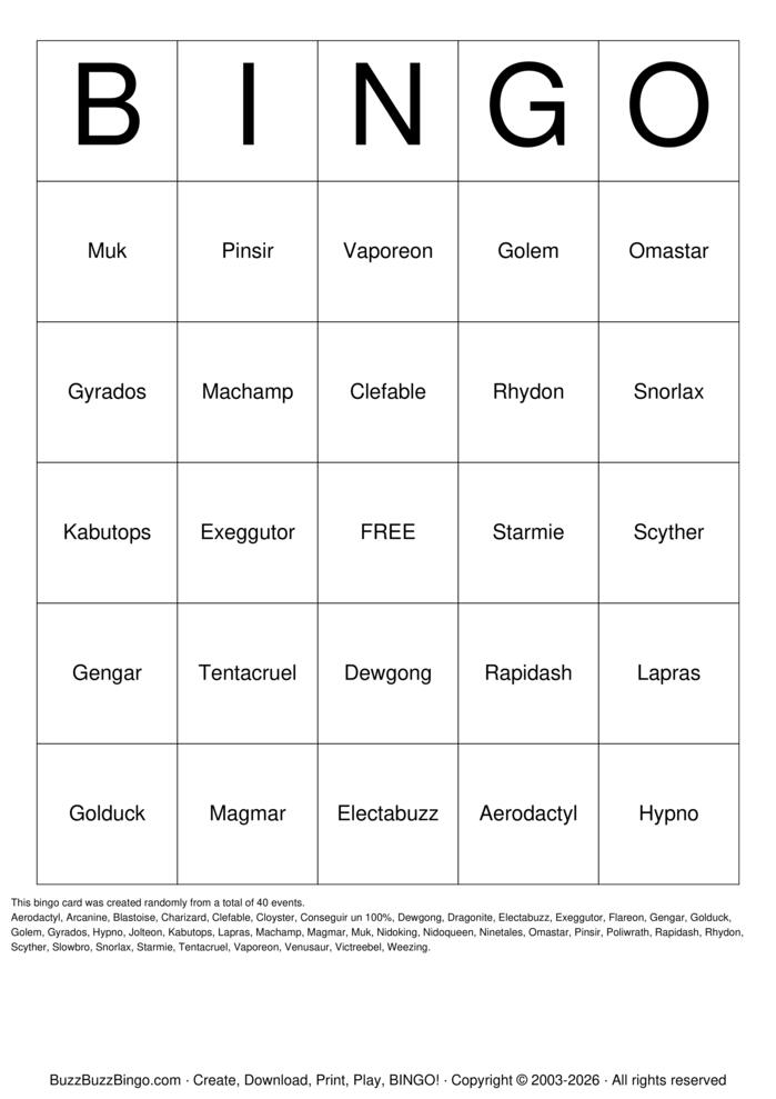 Download Free Pokemon Go Characters Bingo Cards Download Free Pokemon Go Characters Bingo Cards