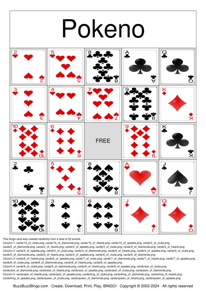 Pokeno Bingo Cards to Download, Print and Customize!
