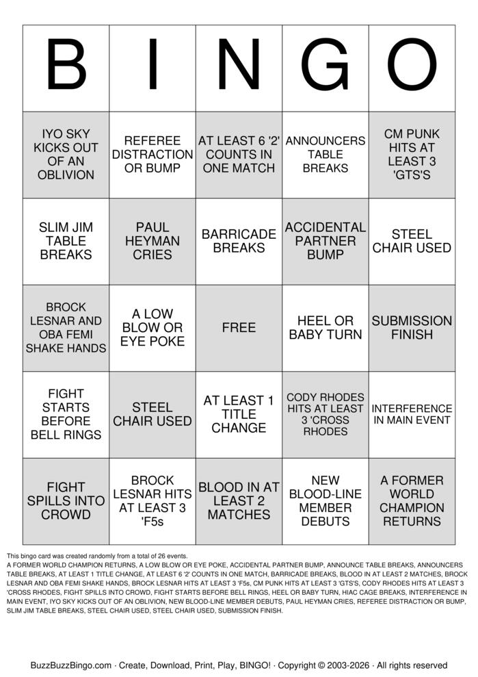 Download Free SummerSlam 2026 Bingo Cards
