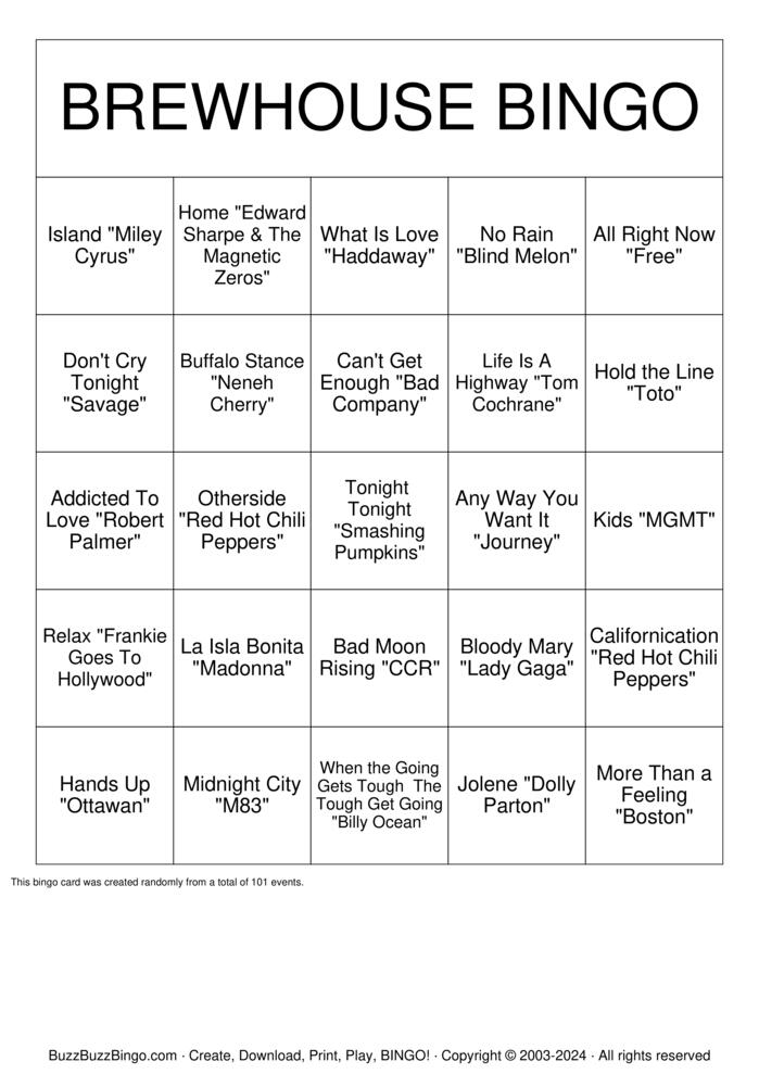 Download Free Custom Bingo Cards