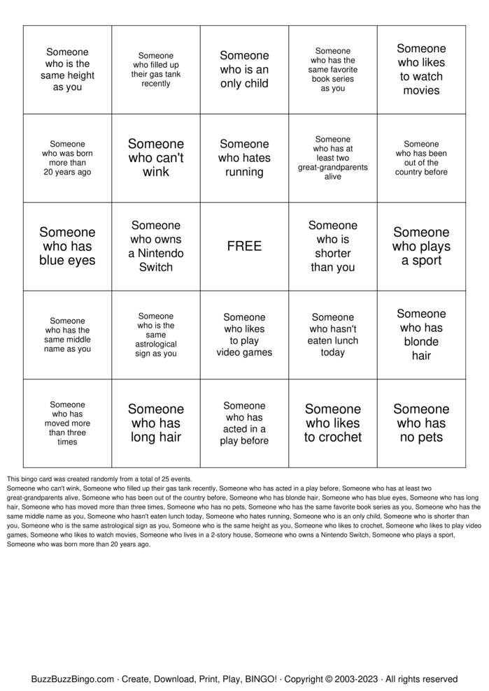 Friendship Bingo Bingo Cards to Download, Print and Customize!