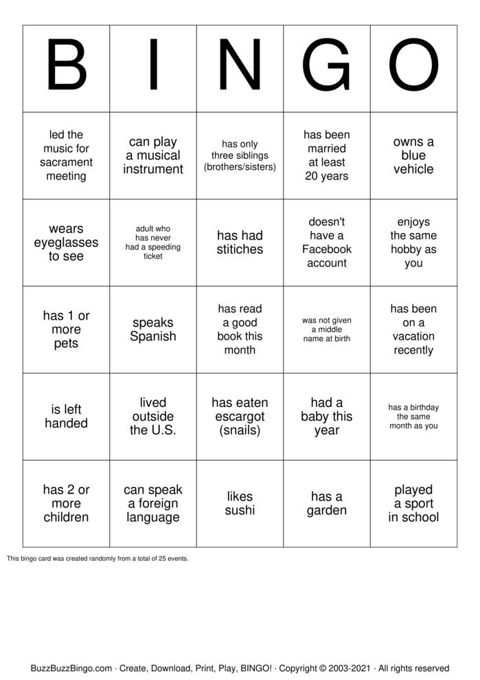 Download Free Getting to Know you! Bingo Cards Download Free Getting to Know you! Bingo Cards