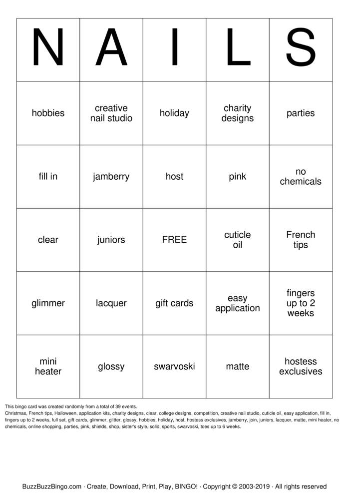 Download Free Jamberry Bingo Cards Download Free Jamberry Bingo Cards