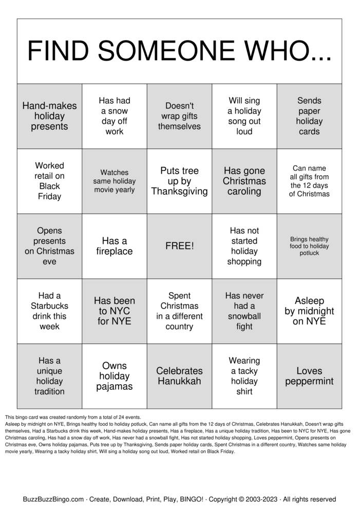 Jingle &amp; Mingle Bingo Bingo Cards to Download, Print and Customize!