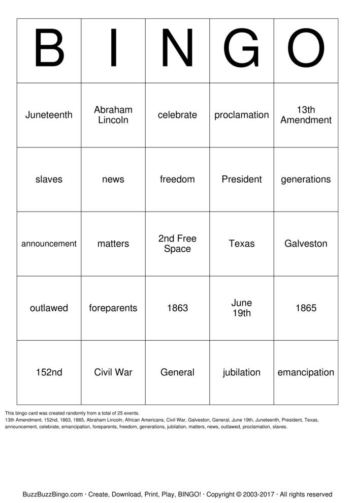 Download Free Juneteenth Matters Bingo Cards Download Free Juneteenth Matters Bingo Cards