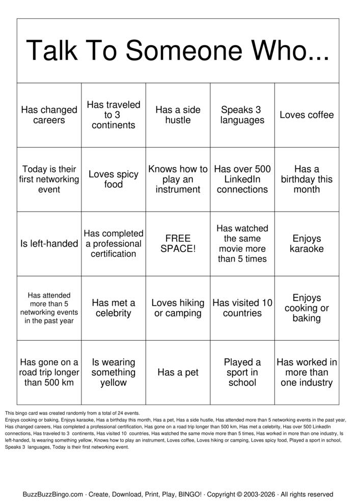 Download Free Networking Bingo Bingo Cards Download Free Networking Bingo Bingo Cards