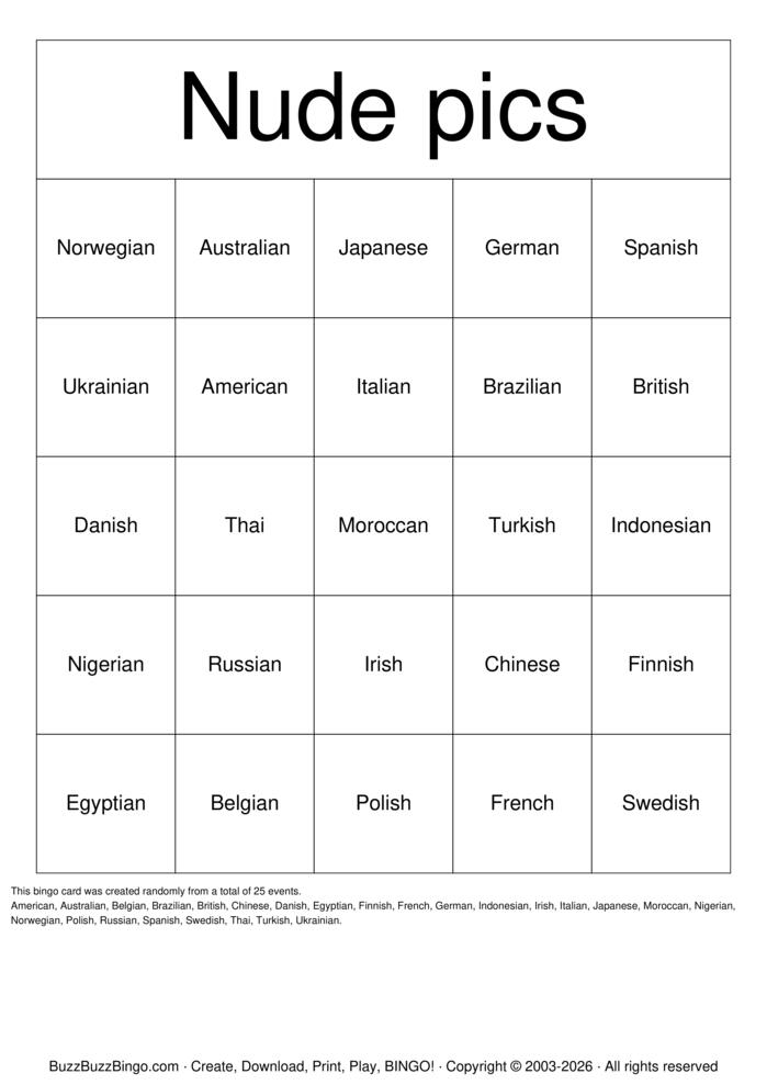 Download Free Nude Bingo Bingo Cards Download Free Nude Bingo Bingo Cards