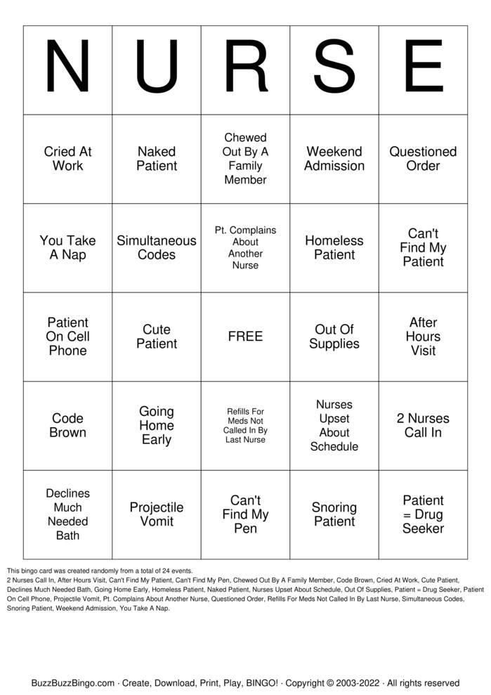 Download Free Nurses Week Bingo Cards
