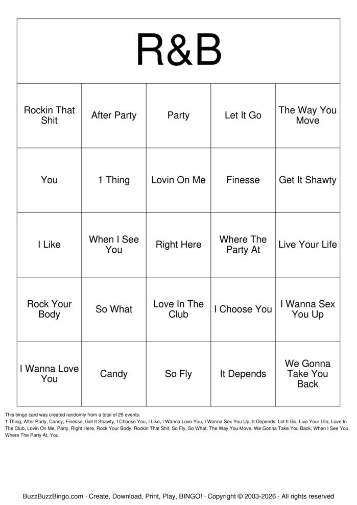 Download Free The Garage R&B 2 Bingo Cards Download Free The Garage R&B 2 Bingo Cards