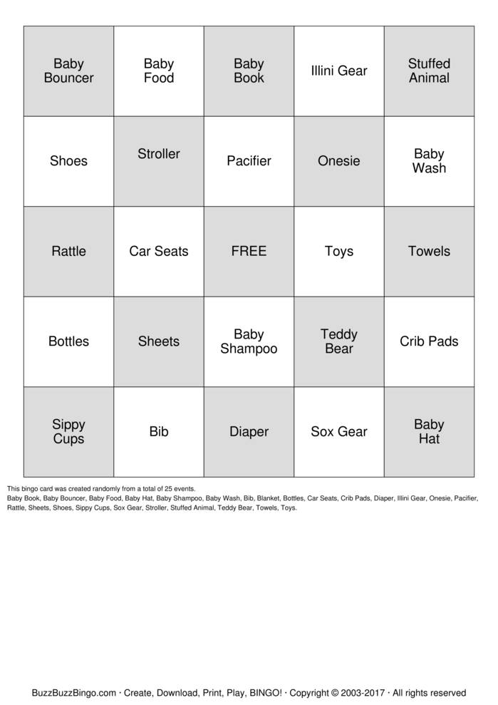 Baby Bingo Bingo Cards to Download, Print and Customize!