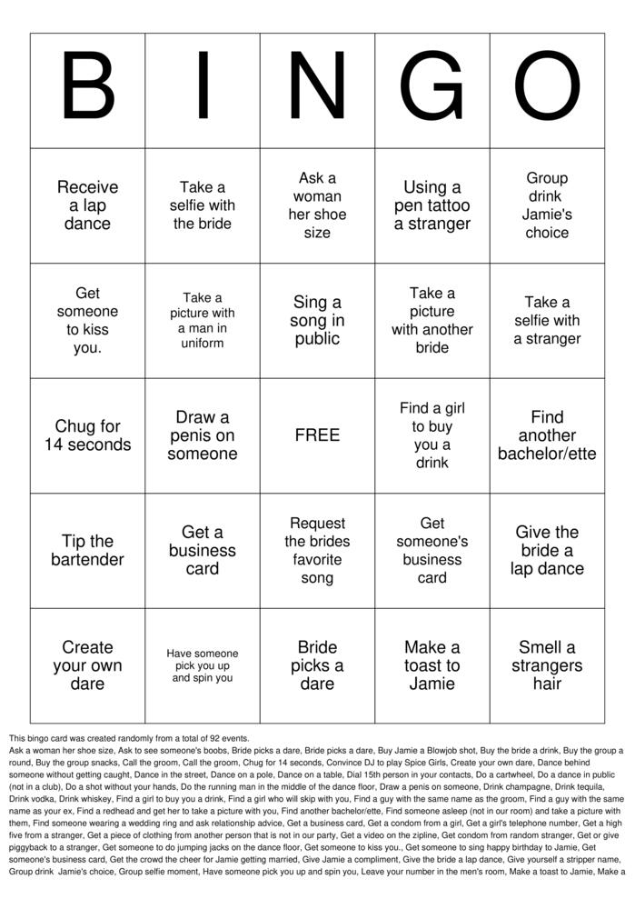 Download Free Bachelorette Party Bingo Cards