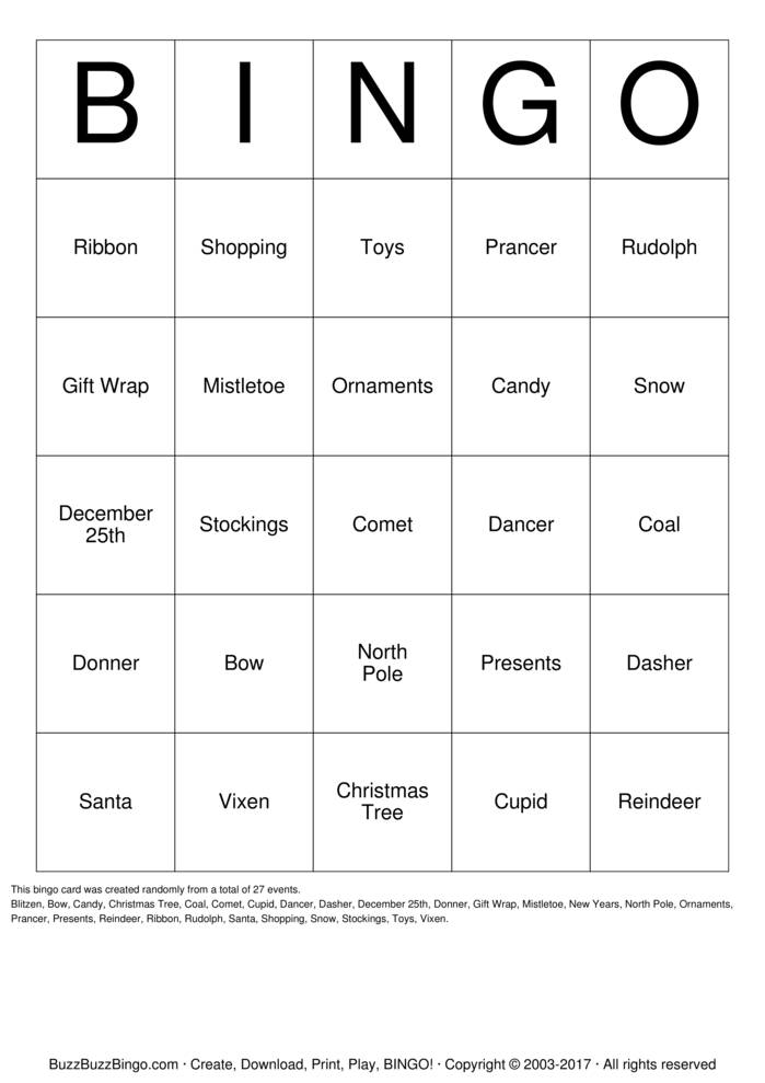 Download Free Christmas Bingo Cards