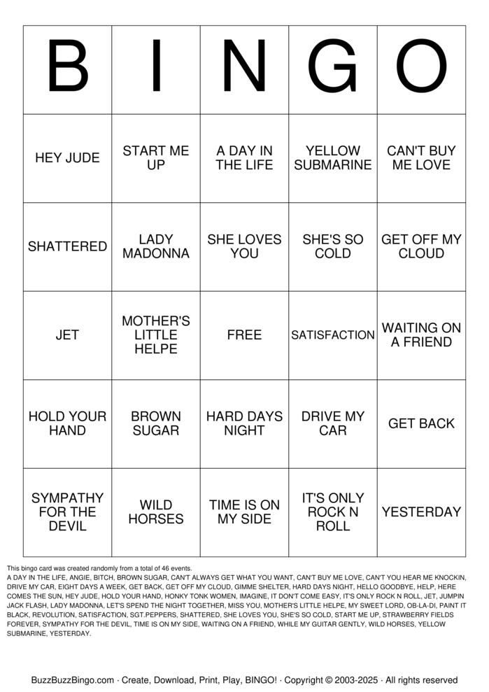 Download Free Custom Bingo Cards Download Free Custom Bingo Cards