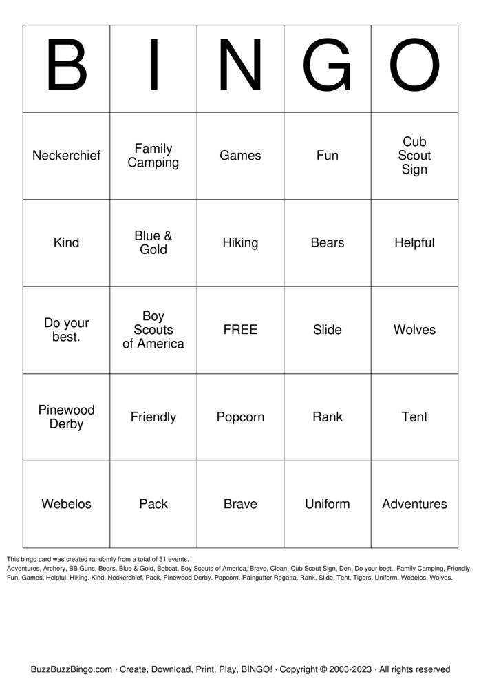 Download Free Custom Bingo Cards