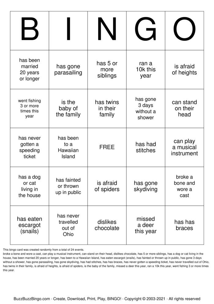 Download Free Custom Bingo Cards