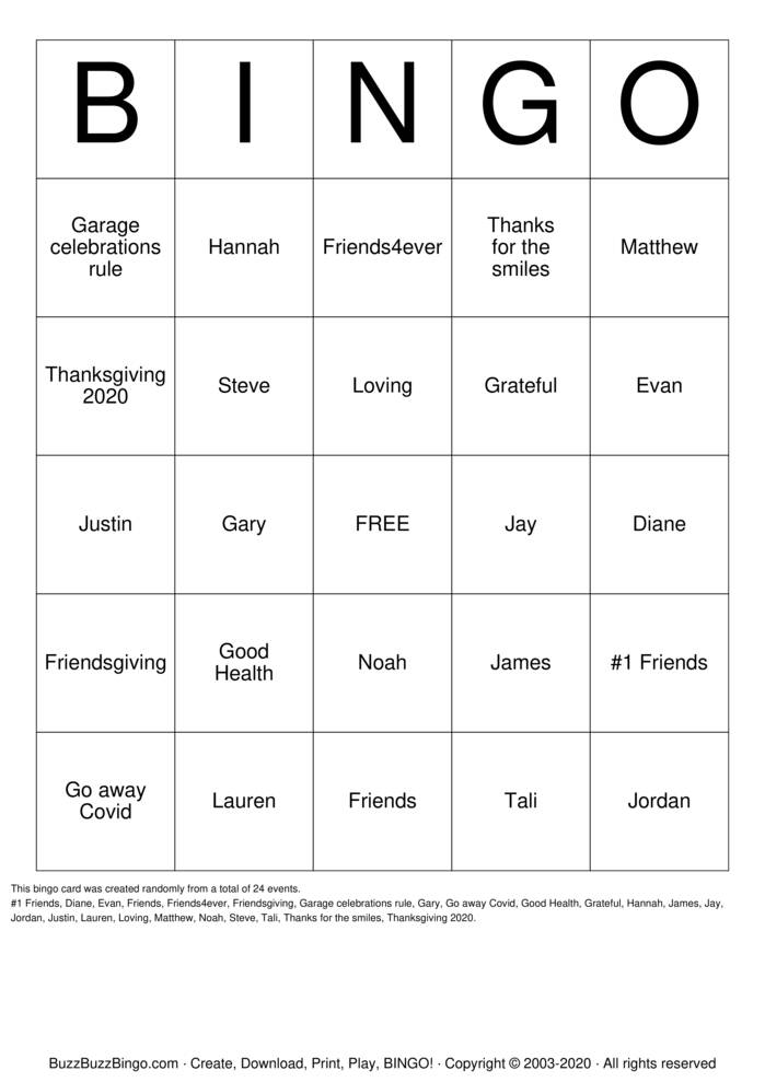 Download Free Friendsgiving Bingo Cards Download Free Friendsgiving Bingo Cards